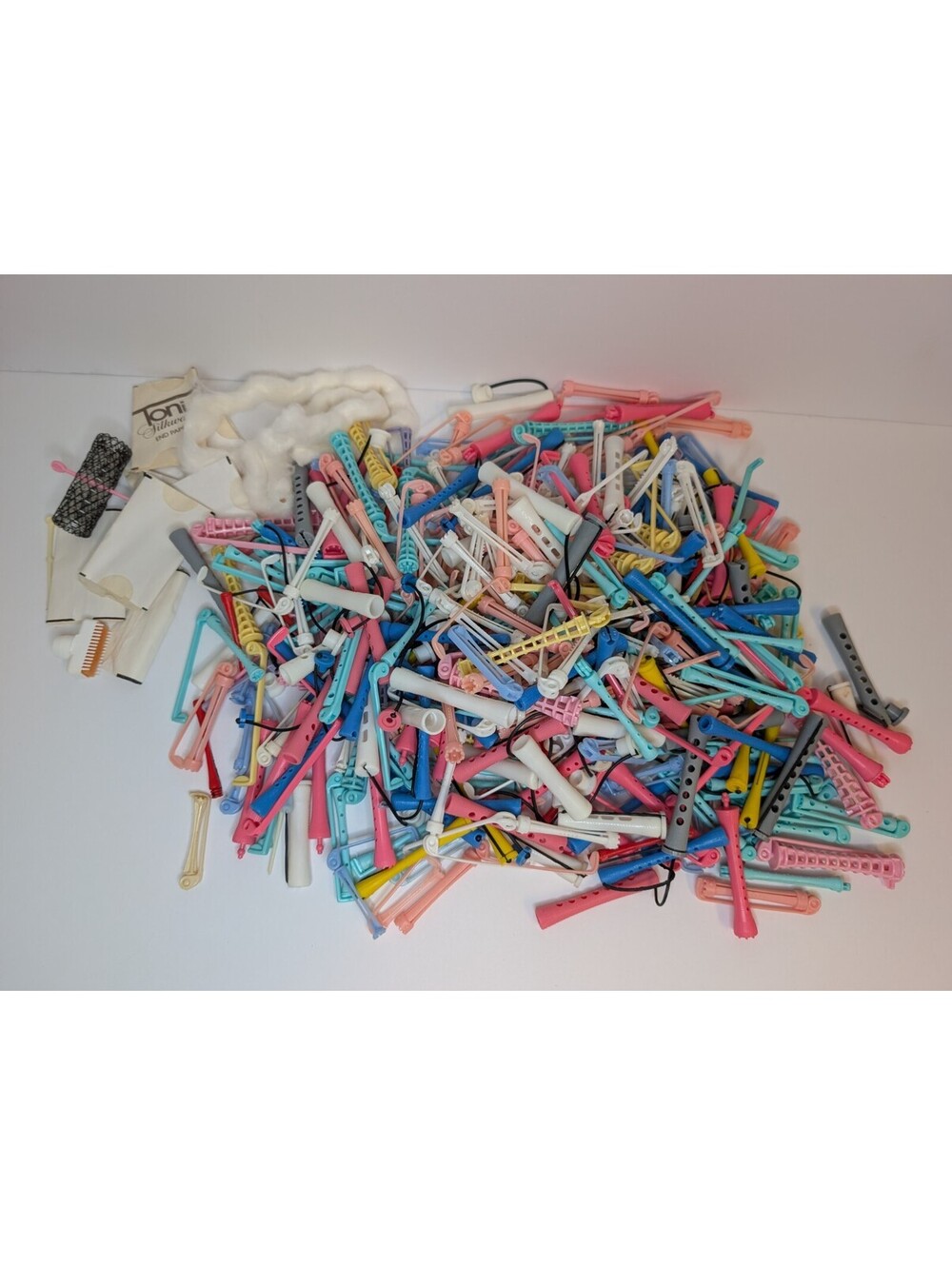 HUGE 3 Pound Lot of PERM Rods Rollers Various Sizes Plus Papers Cotton